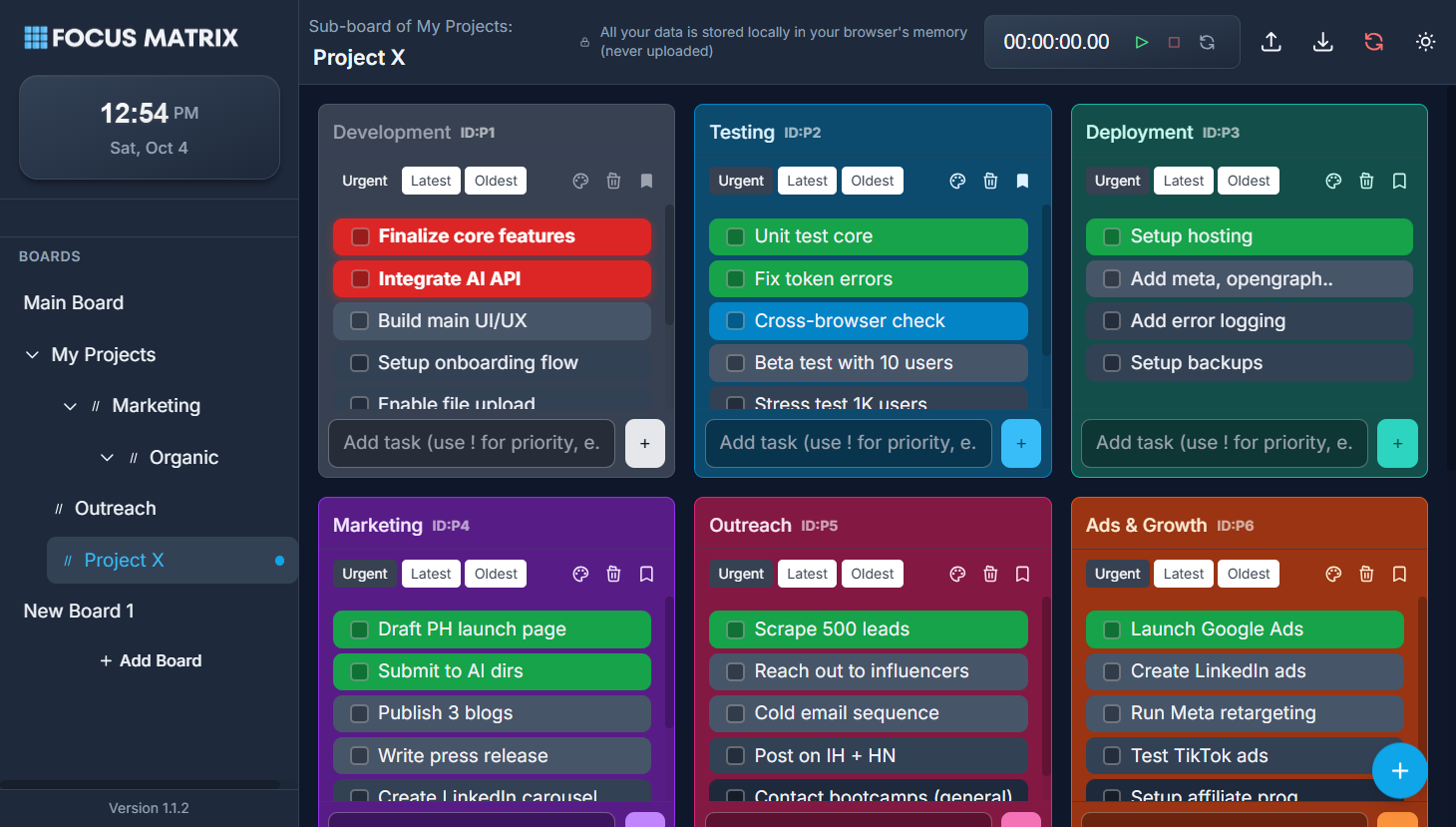 Focus Matrix Interface Demo